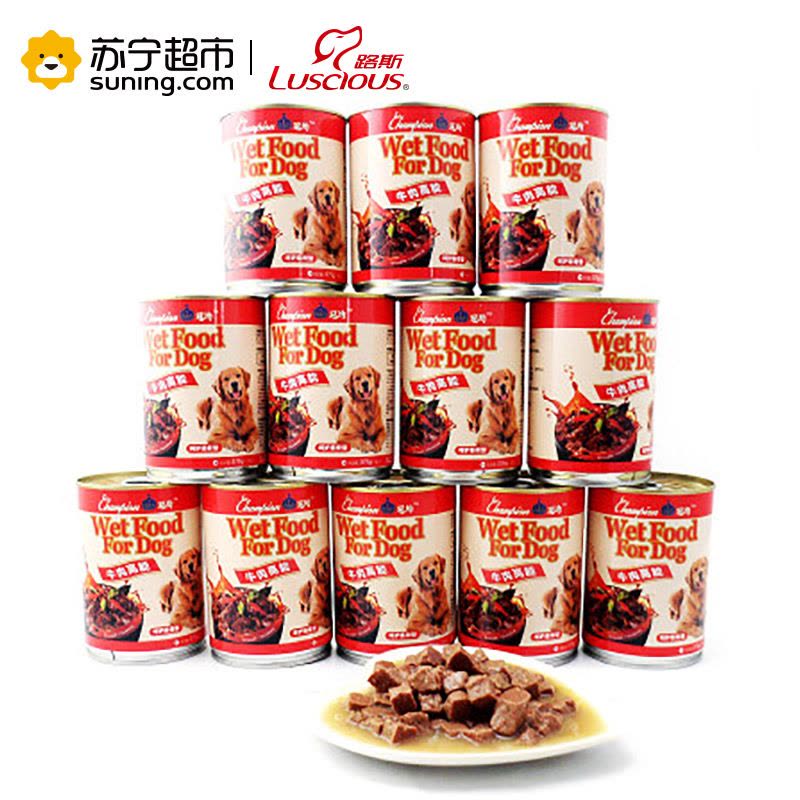 路斯宠物狗零食狗罐头犬泰迪金毛湿狗粮牛肉高能375g*12狗图片