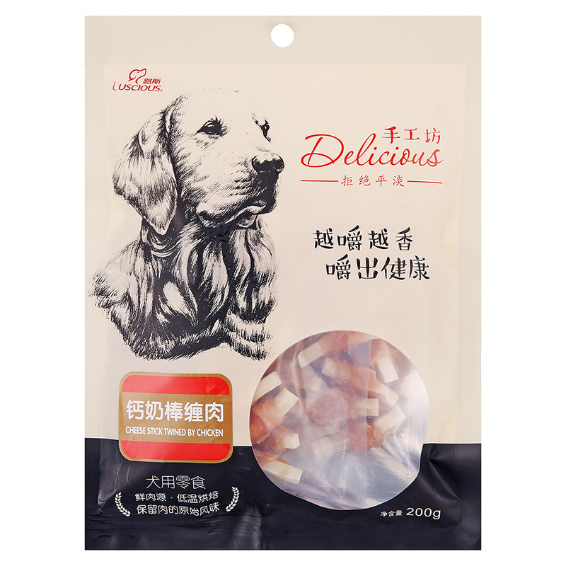 路斯宠物狗零食手工坊钙奶棒缠肉200g