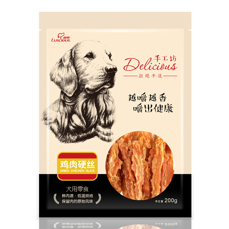 路斯宠物狗零食手工坊鸡肉硬丝200g