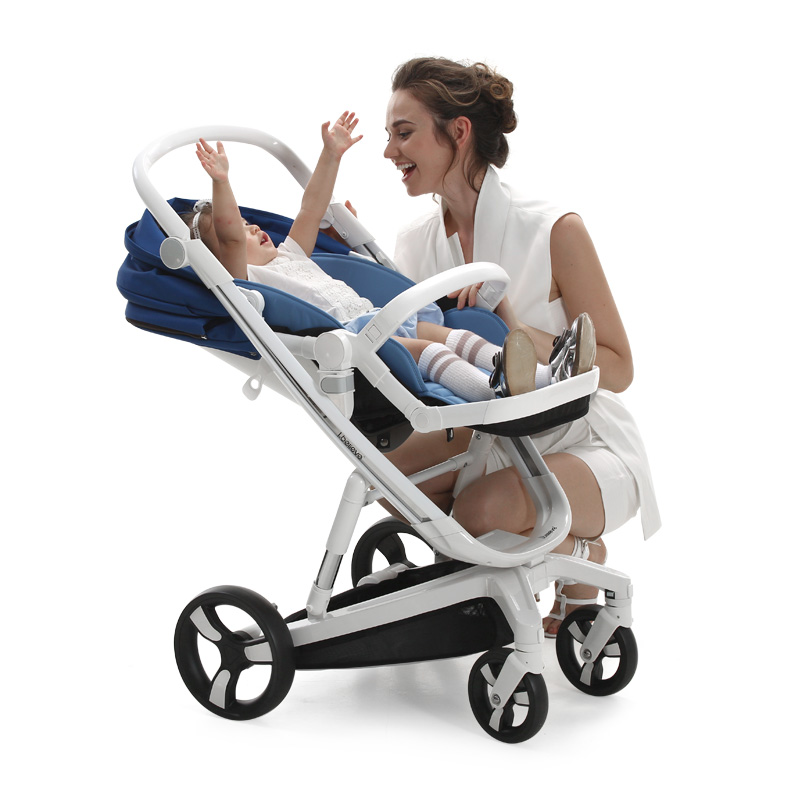 Ibelieve爱贝丽婴儿推车高景观可坐躺可换向避震折叠宝宝车智能版可自动刹车更安全0-3岁适用承重15KG+[未来]高清大图