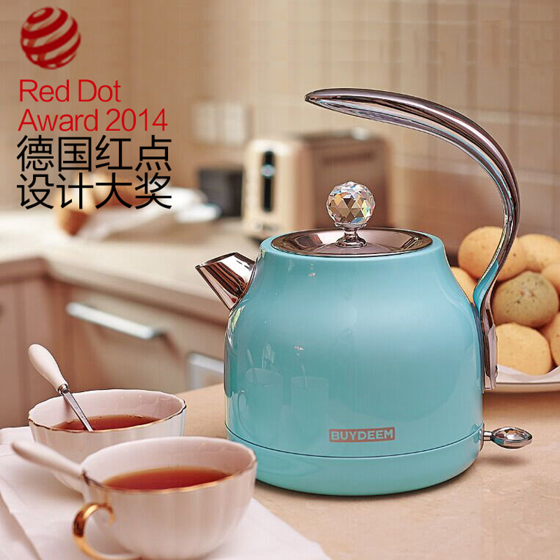 北鼎(buydeem) K206炫彩全304不锈钢电水壶1.2L进口温控器 皎月风信蓝 专属礼盒装