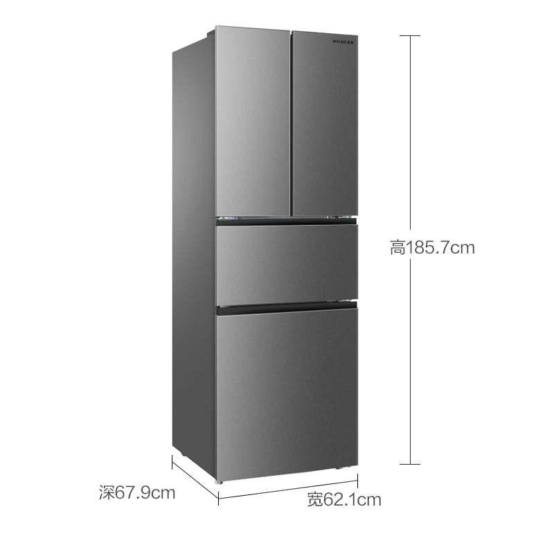 美菱(MELING) BCD-302M9CX 302升法式多门冰箱 电脑控温 软冷冻保鲜 节能静音(银)