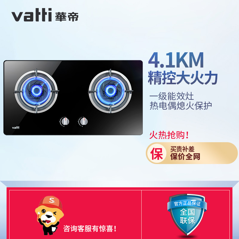 华帝(vatti)台嵌两用燃气灶JZY-i10036B钢化玻璃面板 液化气20Y