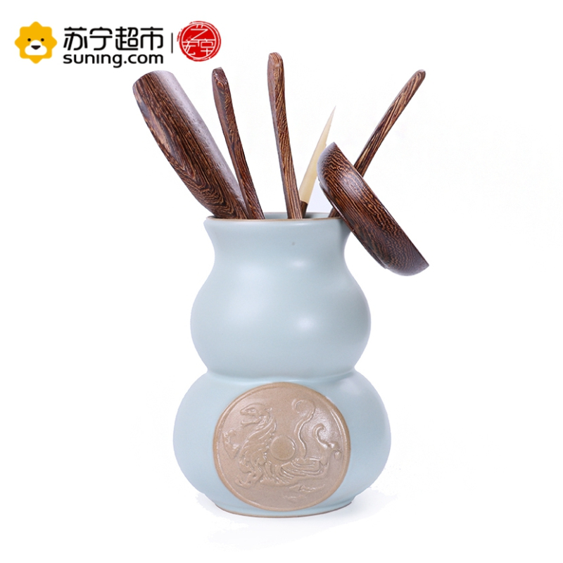 艺宏堂茶具茶道六君子 艺宏堂哥窑汝窑开片可养瓷器陶瓷 葫芦虎啸茶道六君子