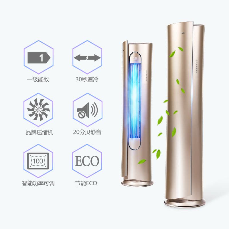 奥克斯(AUX)3匹 变频 一级能效 KFR-72LW/BpNHA1+1 智能 节能 卷轴 冷暖 柜机空调图片