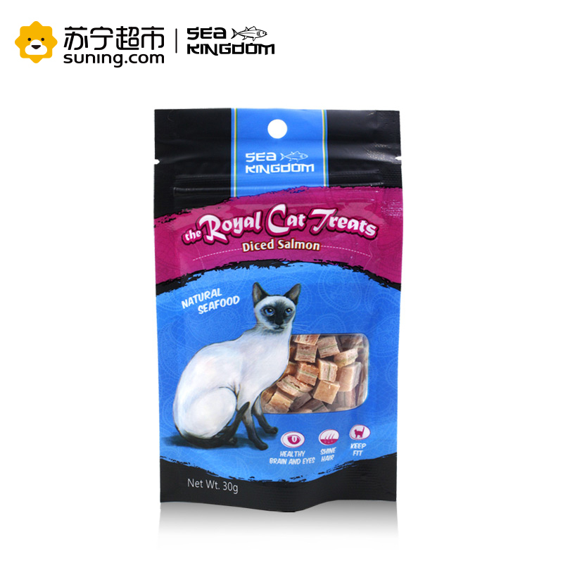 海鲜王国(Sea Kingdom)宠物猫咪猫零食(三文鱼丁)30g