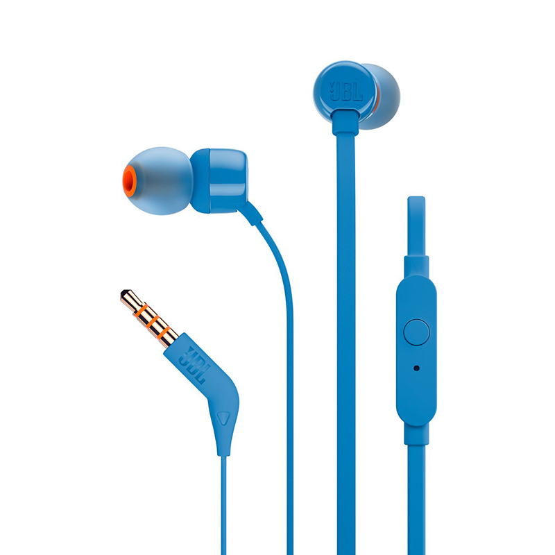 JBL T110 立体声入耳式耳机耳麦 运动耳机 电脑游戏耳机 有线耳机带麦可通话 梦幻蓝高清大图