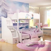 迪士尼韩式田园儿童床 高低子母床上下床 奇幻冰公主 梯柜多功能高低床