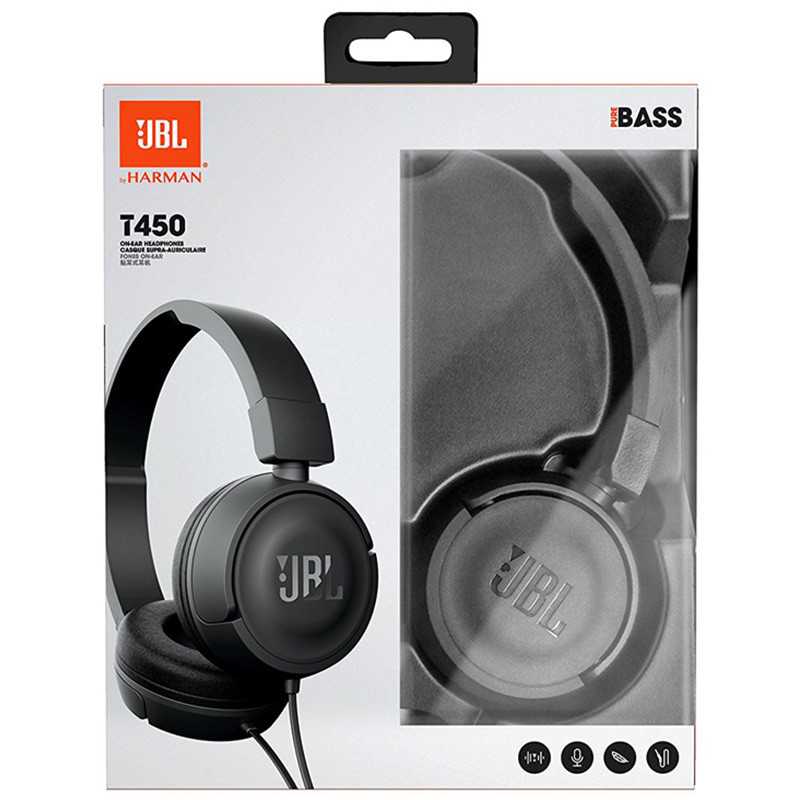 新品 JBL T450头戴音乐耳机安卓苹果通用线控耳机-黑色