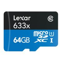 雷克沙Lexar TF卡64GB 633X读95MB/s大疆无人机 Gopro运动相机 手机存储卡(配SD卡套)