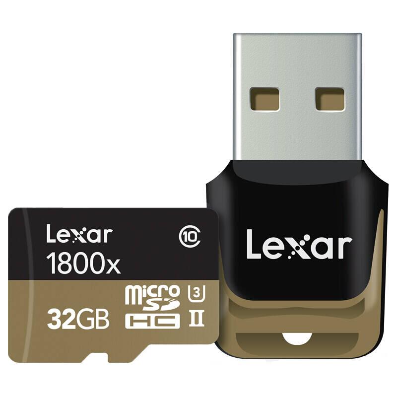 雷克沙(Lexar)TF卡 32GB 1800X 270MB/s大疆无人机 Gopro运动相机 手机存储卡(配读卡器)