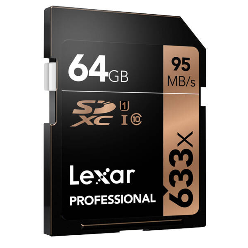 雷克沙Lexar SD卡64GB 633X读95MB/s写20MB/s相机存储卡