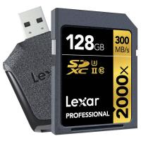 雷克沙(Lexar)SD卡 128GB 2000X读300MB/s写260MB/s相机存储卡(配读卡器USB3.0)