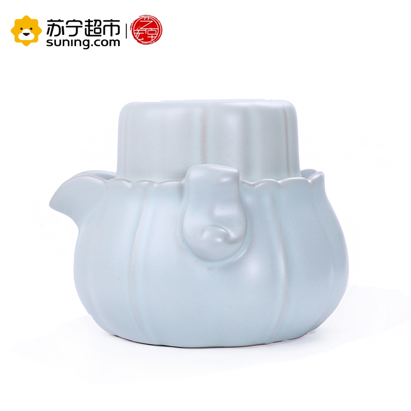 艺宏堂茶具快客杯 艺宏堂汝窑开片可养瓷器陶瓷 一壶一杯 个人泡茶南瓜快客杯