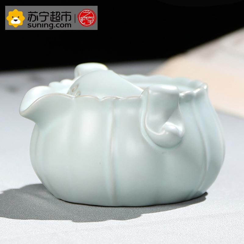 艺宏堂茶具快客杯 艺宏堂汝窑开片可养瓷器陶瓷 一壶一杯 个人泡茶南瓜快客杯