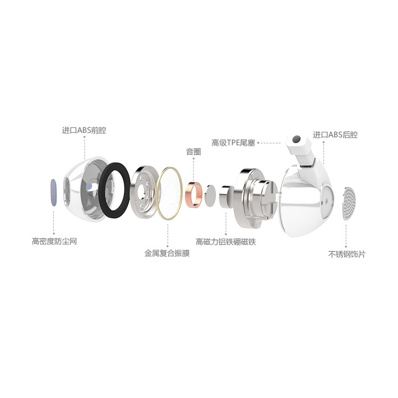Devia通用型-乐动系列线控耳机D2-白色