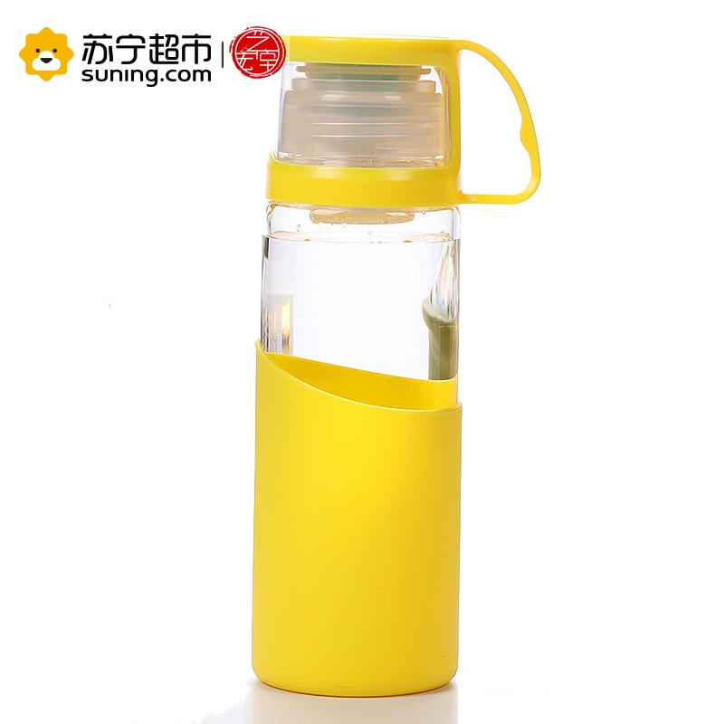 艺宏堂茶具水杯 艺宏堂硅胶套隔热水杯 黄色玻璃杯 创意水杯玻璃杯 4色可选