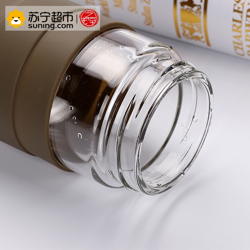 艺宏堂茶具水杯 艺宏堂双层南瓜盖 棕色玻璃水杯带茶漏 创意水杯玻璃杯