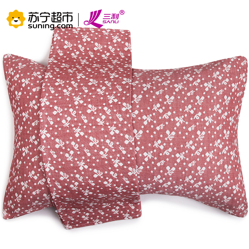 三利 纯棉提花纱布枕巾2条装 AB版正反两用 50×75cm