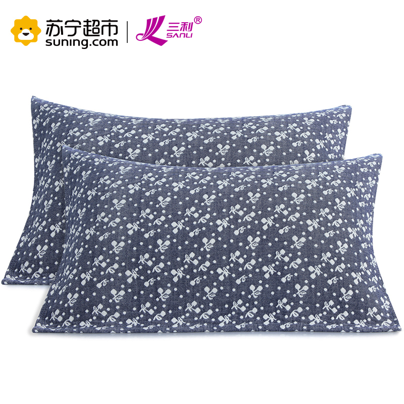 三利 纯棉提花纱布枕巾2条装 AB版正反两用 50×75cm