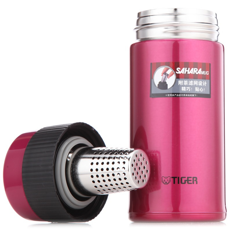 虎牌(Tiger)保温杯 MMR-A35C茶滤网不锈钢真空保温杯保冷杯泡茶杯子 玫瑰红PE