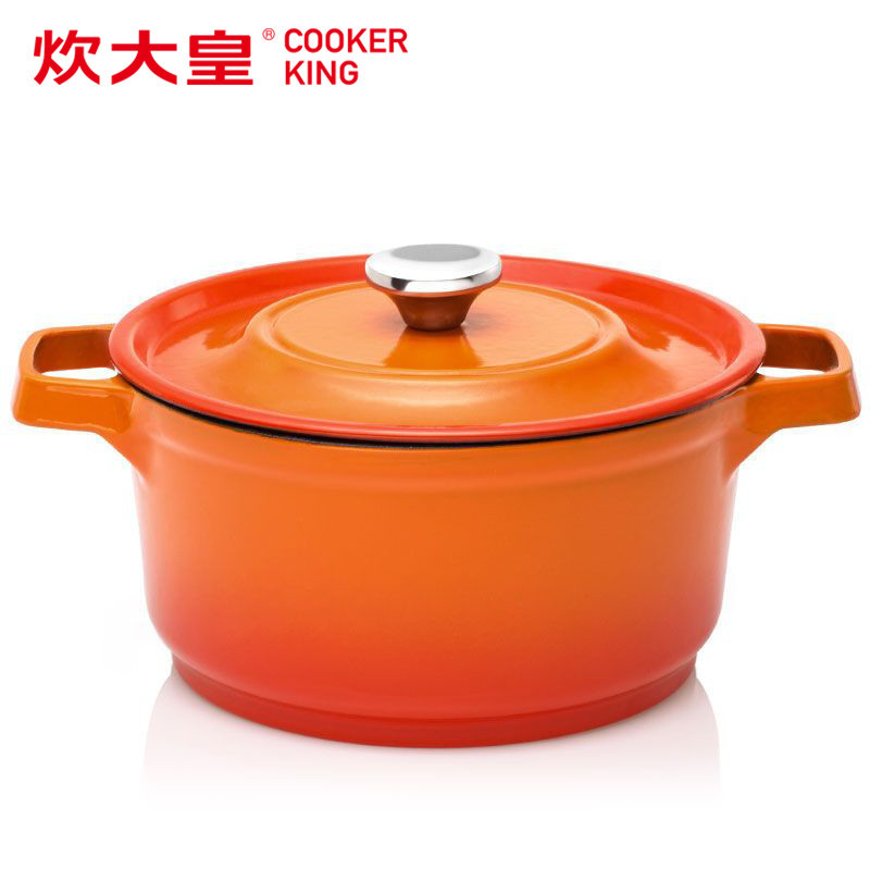 炊大皇(COOKER KING) 汤锅 T20ATQ5 铁器世家五号铸铁珐琅汤锅 火焰橘 20cm