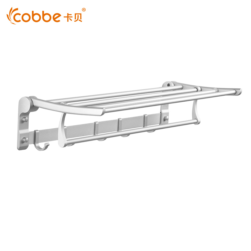 卡贝cobbe 毛巾架太空铝浴巾架 卫浴五金挂件杆卫生间洗手间浴室置物架1314-5系60cm不包安装