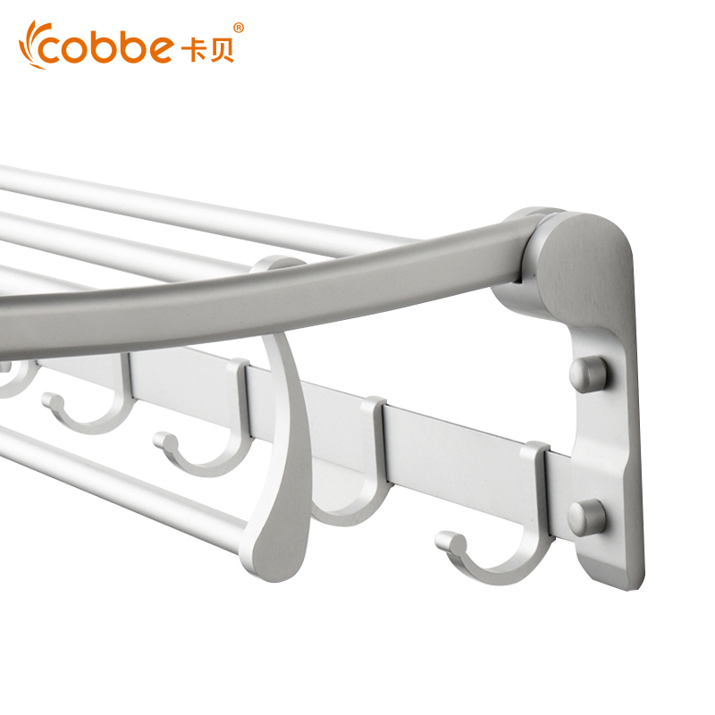卡贝cobbe 毛巾架太空铝浴巾架 卫浴五金挂件杆卫生间洗手间浴室置物架1314-5系60cm不包安装