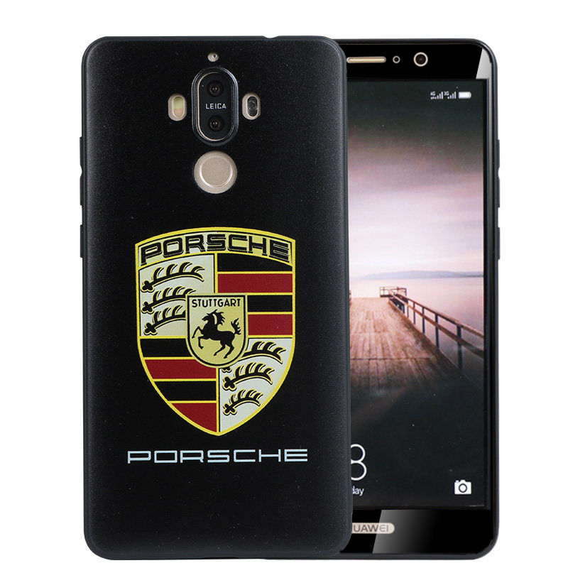 ESCASE 华为mate9手机壳 mate9壳膜套装 华为mate9保时捷手机套+全屏玻璃膜套装 软壳/全覆盖