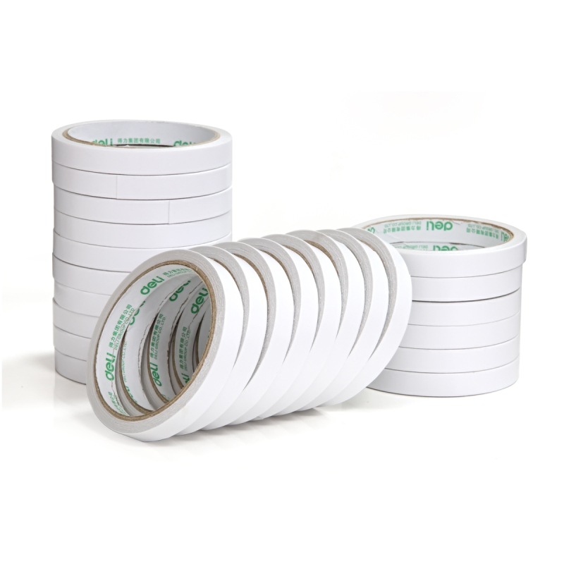 得力(deli)30407棉纸双面胶带24mmX10yX80um(白)(36卷/盒)