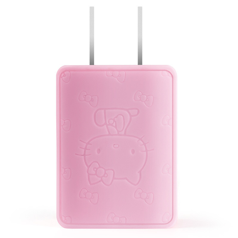 优加 Hello KittyUSB多口快充手机充电器 适用于苹果7/6s安卓华为通用头 2A双USB-粉色