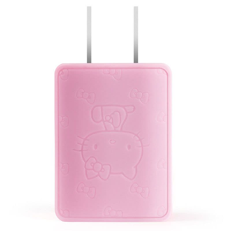 优加 Hello KittyUSB多口快充手机充电器 适用于苹果7/6s安卓华为通用头 2A双USB-粉色图片