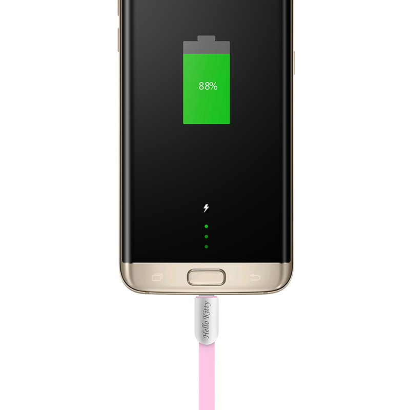 优加 正版Hello Kitty 苹果iphoneX/6s/7/8plus数据线 充电线 安卓数据线2米-粉色高清大图