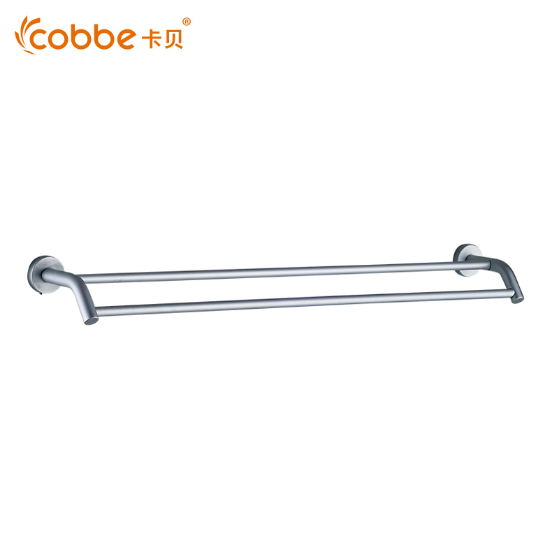 卡贝 cobbe太空铝毛巾杆双杆浴室五金挂件双层卫生间挂架洗手间毛巾架