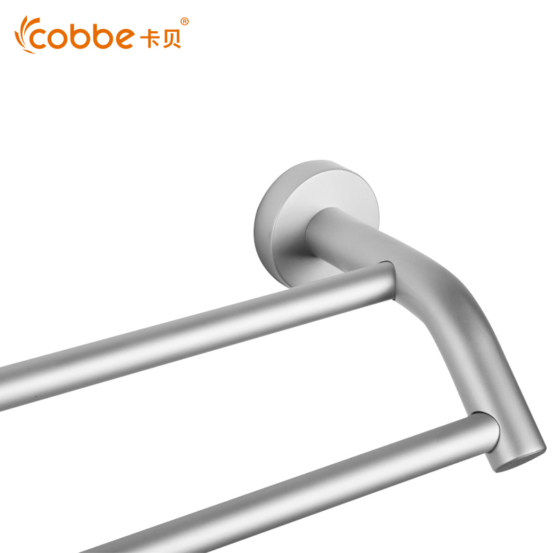 卡贝 cobbe太空铝毛巾杆双杆浴室五金挂件双层卫生间挂架洗手间毛巾架