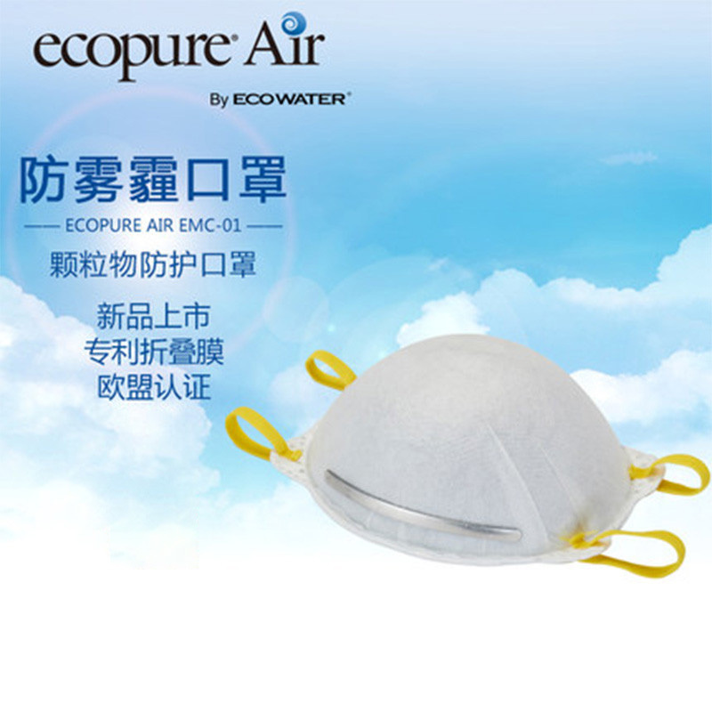 美国怡口 怡可飘(Ecopure)防雾霾活性炭口罩EMC-01 除雾霾PM2.5 有机物 十只装