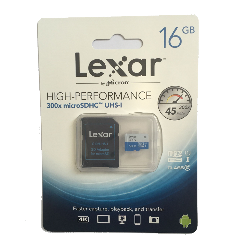 雷克沙(Lexar)TF卡 16GB 300X 读45MB/s手机存储卡(配SD卡套)