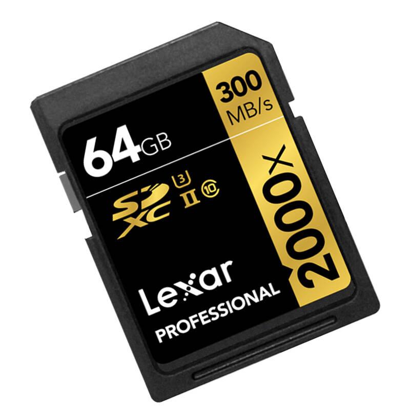雷克沙(Lexar)SD卡 64GB 2000X读300MB/s写260MB/s相机存储卡(配读卡器USB3.0)