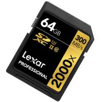 雷克沙(Lexar)SD卡 64GB 2000X读300MB/s写260MB/s相机存储卡(配读卡器USB3.0)