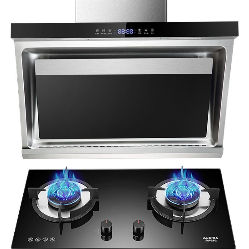 澳柯玛(AUCMA)烟灶套餐J601D+3D602B 侧吸式触控式双电机自动清洗抽油烟机套餐 18立方 天然气