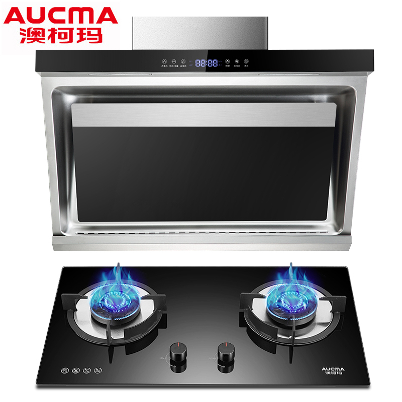 澳柯玛(AUCMA)烟灶套餐J601D+3D602B 侧吸式触控式双电机自动清洗抽油烟机套餐 18立方 天然气