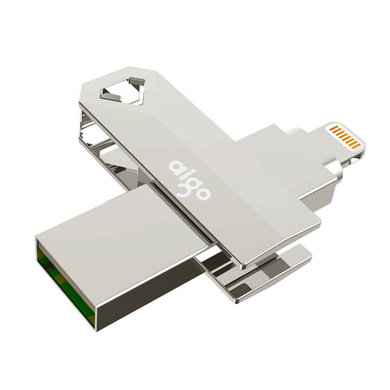 爱国者(aigo)U366 32G苹果手机U盘 USB3.0苹果官方MFI认证 iPhone和iPad双接口 银色图片