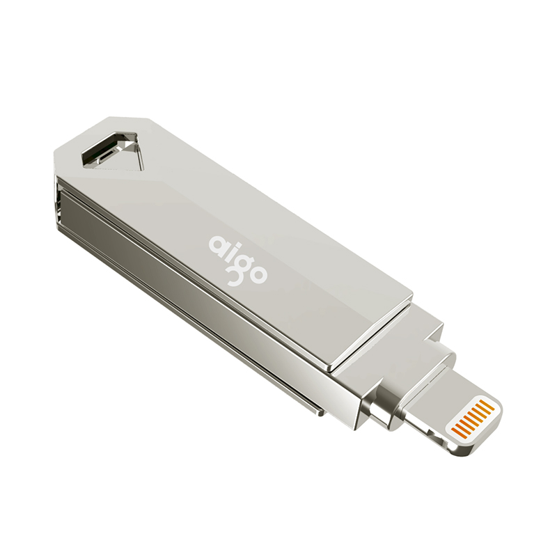 爱国者(aigo)U366 32G苹果手机U盘 USB3.0苹果官方MFI认证 iPhone和iPad双接口 银色