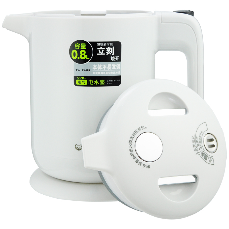 虎牌(Tiger)电热水壶PFY-A08C烧水壶商务办公速开智能加热不烫手壶 800ml 白色