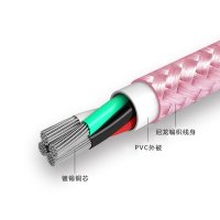 安卓/苹果/Type-C三合一数据线/充电线 快充编织线1.2米玫瑰金 适合iPhone8/X/6/7华为小米vivo等