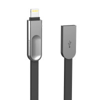 ESCASE 苹果/安卓手机二合一锌合金数据线充电线 适用于iPhone7plus/6s/小米三星华为 1.2米 太空银