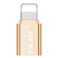 ESCASE 苹果转接头 Micro USB转苹果8PIN转接头 手机数据/充电线转换头 土豪金