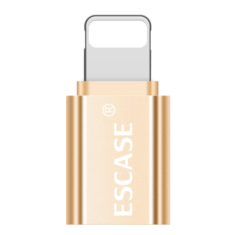 ESCASE 苹果转接头 Micro USB转苹果8PIN转接头 手机数据/充电线转换头 土豪金