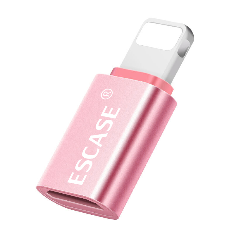 ESCASE 苹果iphone转接头 Micro USB转苹果8PIN转接头 手机数据/充电线转换头 玫瑰金