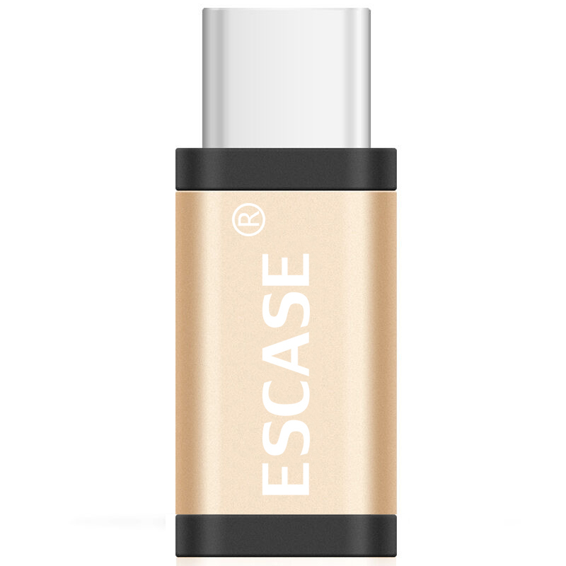 ESCASE Type-C转接头手机数据线/充电线转换头 适用小米6/5华为P10荣耀9/V8乐视2一加5等机型土豪金
